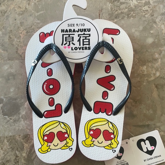 Gwen Stefani Harajuku Lovers LOVE Flip Flops